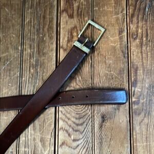 Vintage Men's Pierre Cardin Brown Leather dress Belt with gold buckle size 42